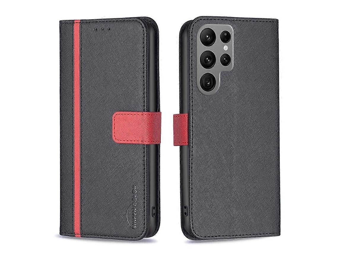 Capa De Celular Em Couro Com Textura Cruzada, Na Cor Correspondente À Samsung Galaxy S23 Ultra 5g Bf13.