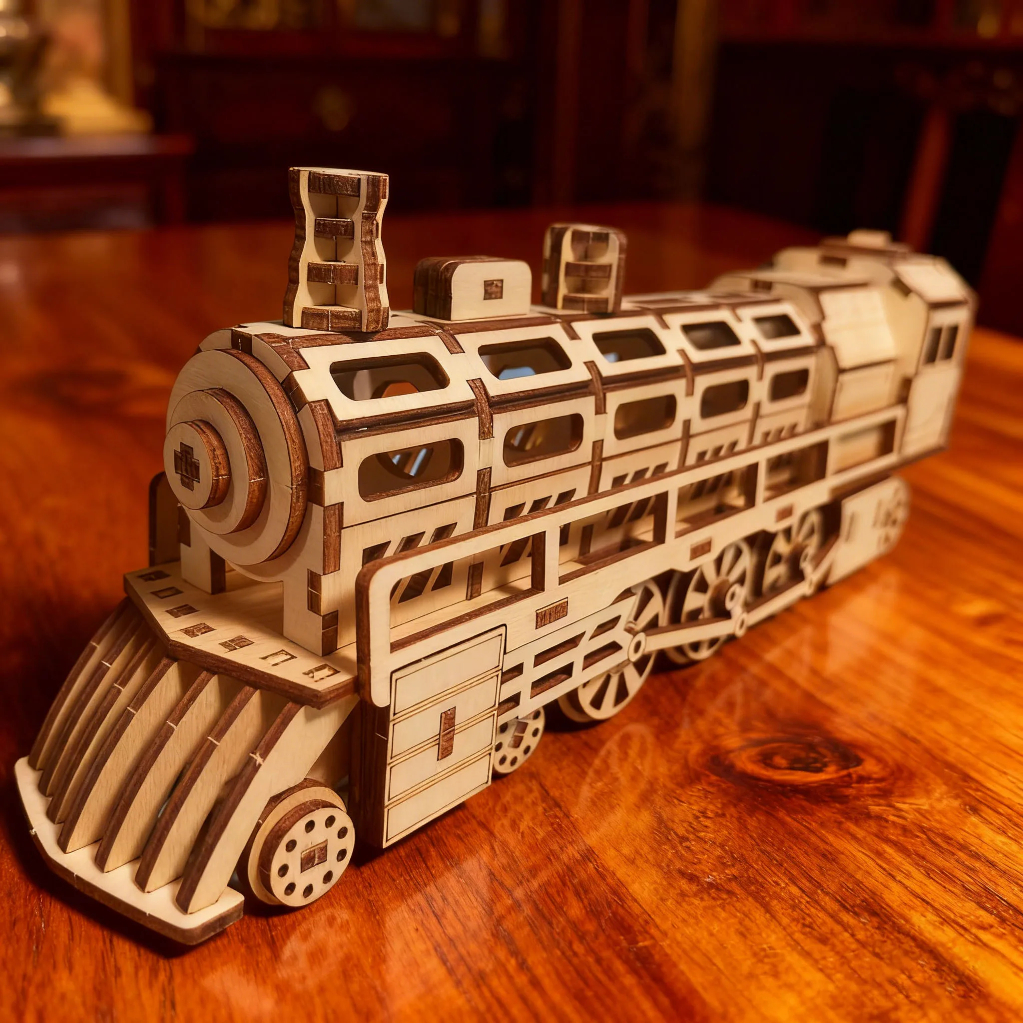 Montagem Criativa Faça Você Mesmo de um Quebra cabeça 3d de Trem de Madeira. MDUG