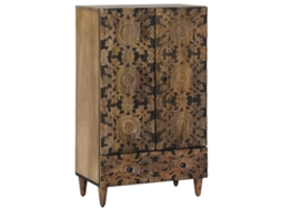 Vidaxl Buffet Alto Castanho 60 X 33,5 X 100 Cm Madeira De Manga Maciça