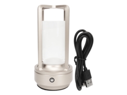 Lâmpada de Mesa Sem Fio Led Cristal 3 Temperaturas Touch Control Recarregável Usb Prata | S/MARCA