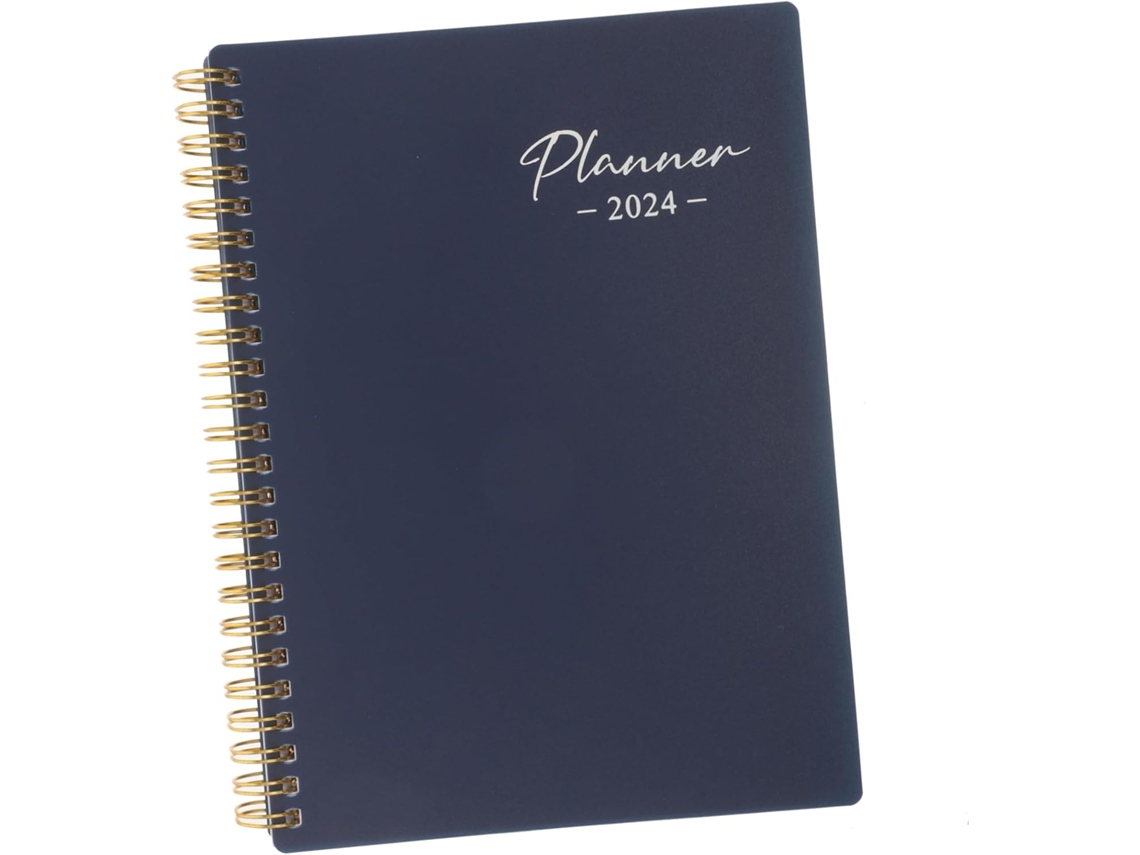 Caderno de Trabalho Agenda Portátil A5 Transparent Spiral Pocket 2024 Para Escolaridade E Escritório