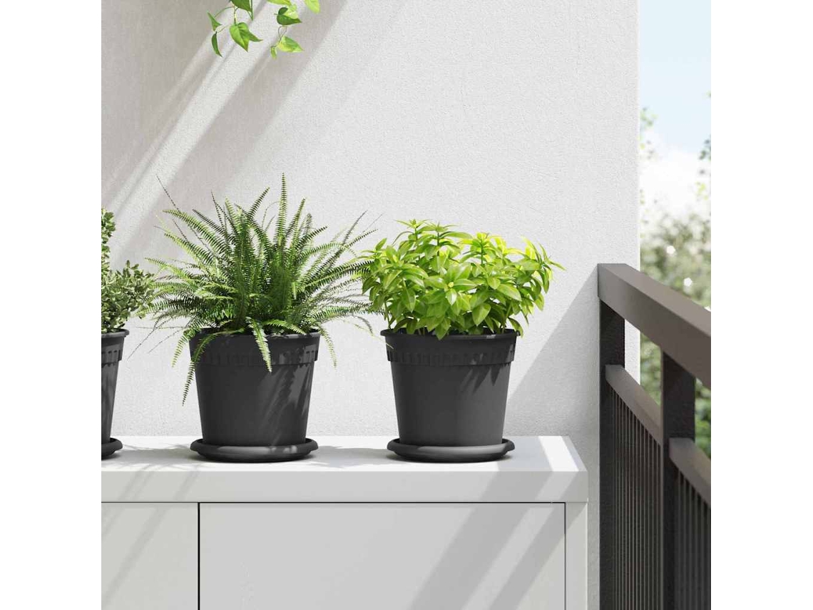 Vidaxl Vasos De Plantas 24 Unid. Preto Plástico