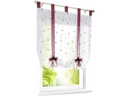 Cortina romana Nova Line de voile com fita bordada e anéis transparentes, 120x140cm, roxa | S/MARCA