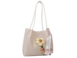 Bolsa Balde AQUAFORGE, Palha Trançada, Moda, Ombro, Praia