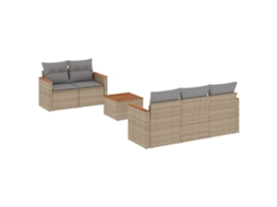 Conjunto de 6 Sofás Jardim com Almofadões Vime Pe Bege Misturado MAISON EXCLUSIVE