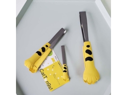 Omni-pinza De Cozinha Em Forma De Garra De Gato 24 Cm Aço Inoxidável Silicone Para Bolos Saladas Churrasco Sorvete Amarelo