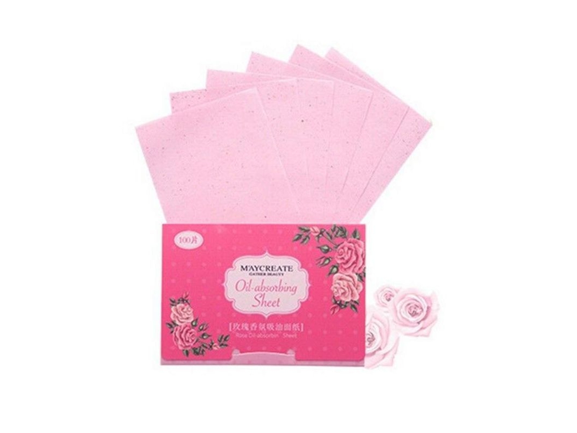 Absorvedor de Oleo Facial Botanical Breather, 100 Folhas com Cheiro de Rosa para Remover Brilho Indesejado