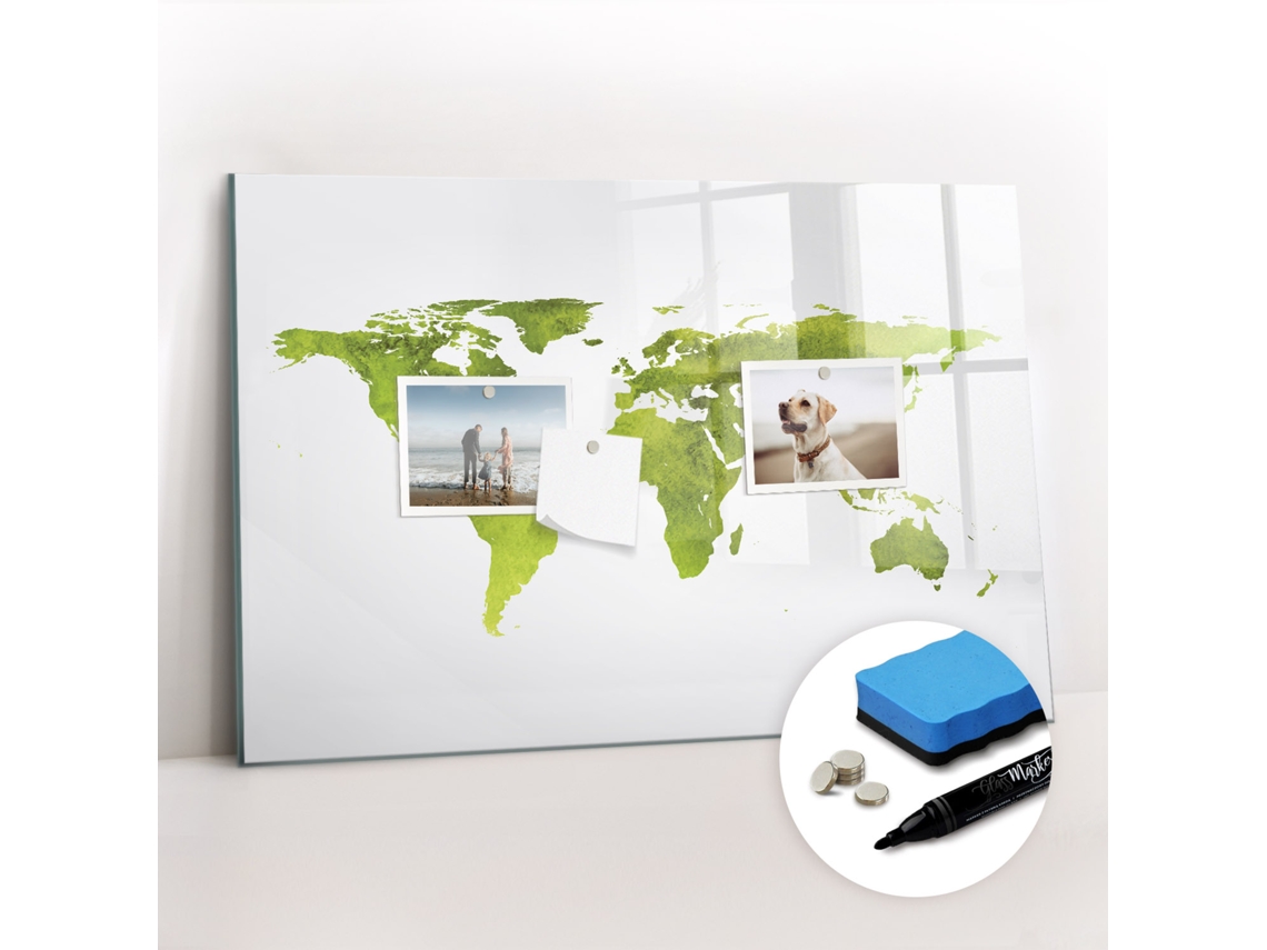 Quadro Magnético Decorativo Mapa-múndi Em Aquarela Para A Cozinha Espelharte (60x40 Cm)