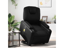 Vidaxl Poltrona Massagens Reclinável Elevatória Couro Artificial Preto