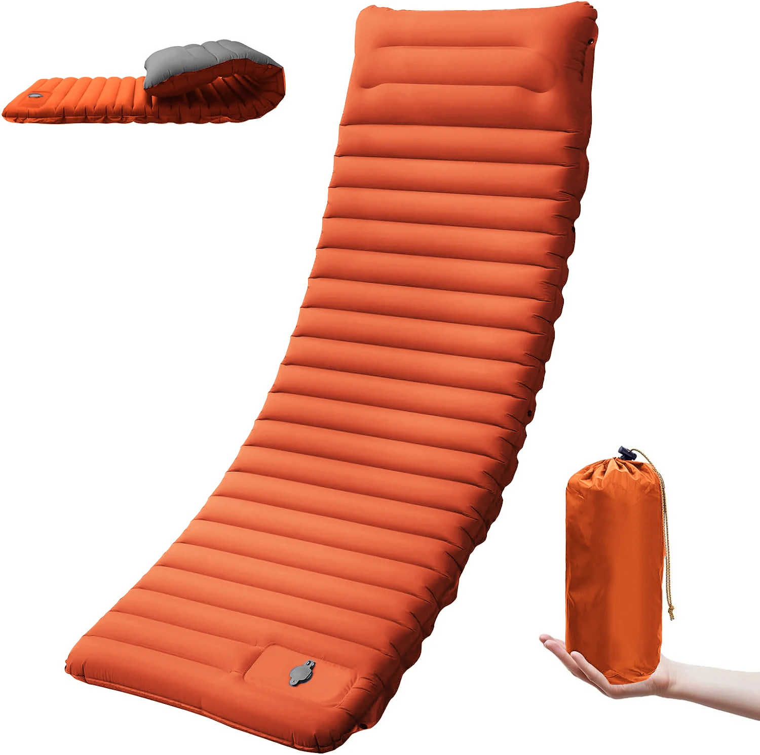(laranja) Colchonete Extra Grosso De 10 Cm Para Camping, Ideal Para Camping Ao Ar Livre, Trilhas E Pesca.