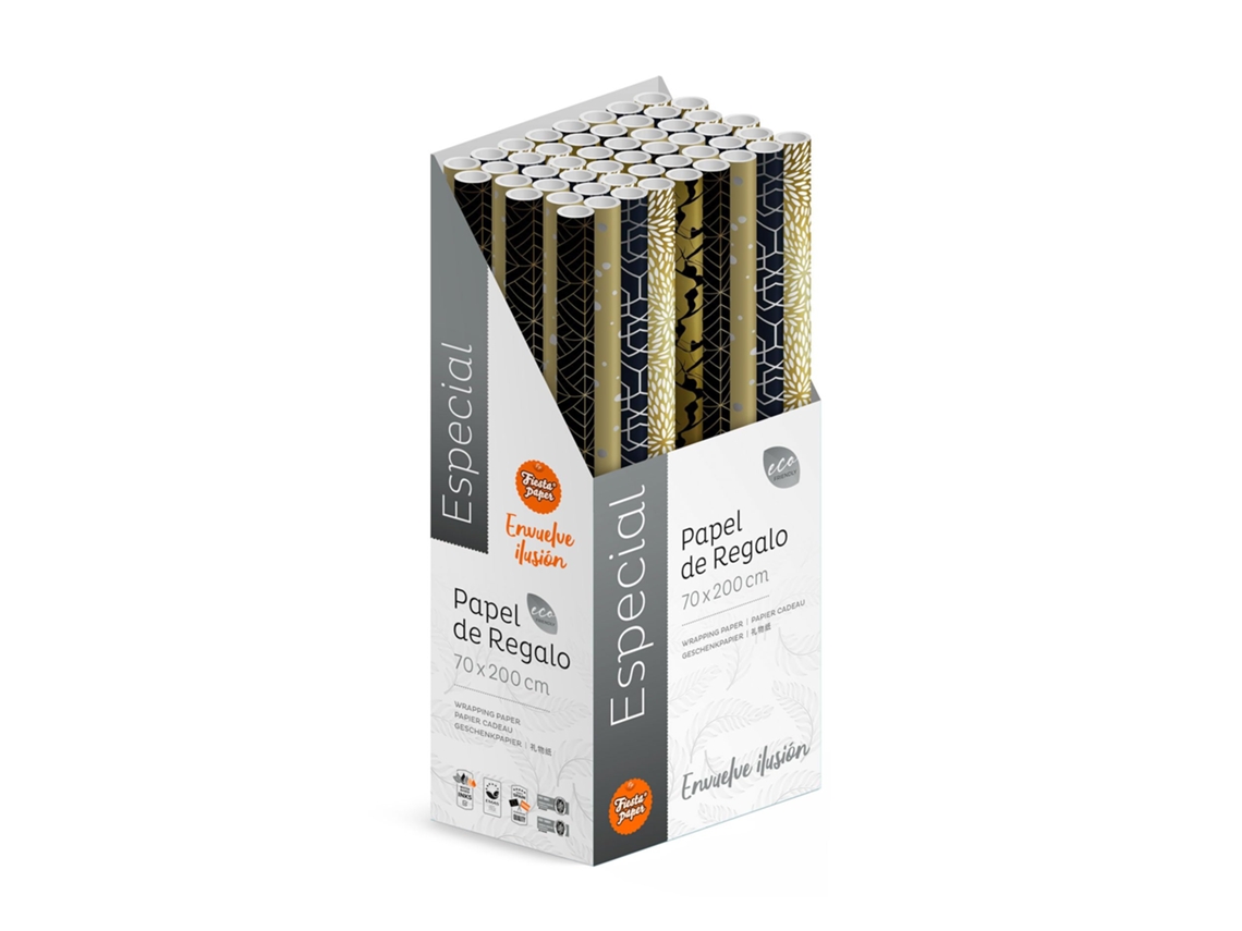 Pack 50 Rollos Papel Regalo Classic Reforzado 2m X 70cm Extra Resistente - Fp Fiesta Paper