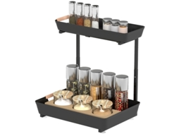 Prateleira De Cozinha , Prateleira De Pé Ajustável Em Altura Com 2 Cestas, Bar De Café 40 X 30 X 33,5-42 Cm-pt