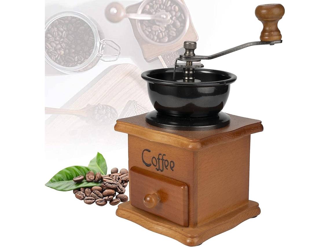 Moedor De Café Vintage Feito À Mão Em Madeira Com Componentes De Cerâmica E Moagem Grossa Brilvibera