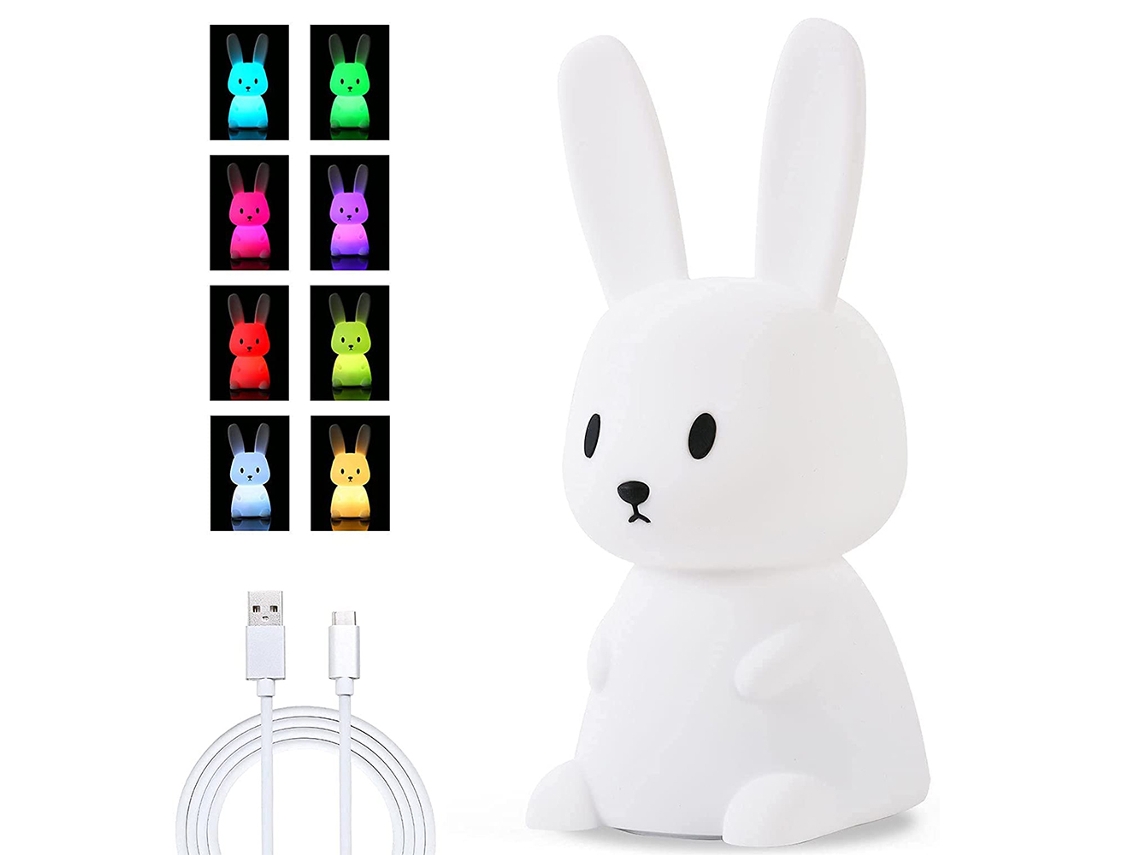 Luz Noite Coelho Fofinho para Crianças Recarregável Silicone Presente para Bebés e Meninas NEVEANCE