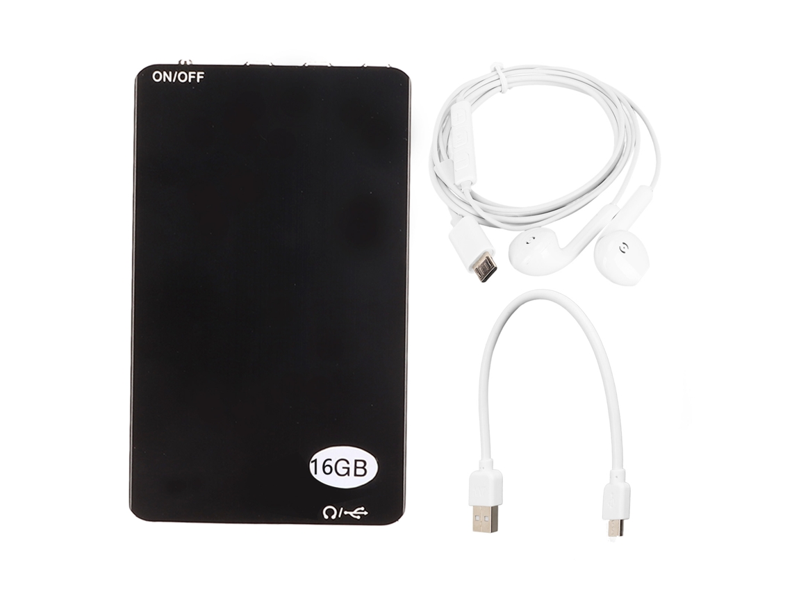 Mali gravador de Voz Digital Ai Inteligente com Redução de Ruído Hd Gravador por Ativação de Voz Mp3 16gb Preto