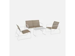 Conjunto De Jardim Com Sofá Em Metal, 4 Lugares, Branco E Natural