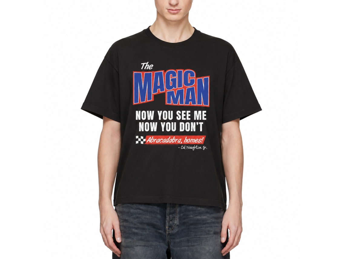 Rockinstone Talladega Nights Movie Magic Man Black Adult T-shirt Size:xl