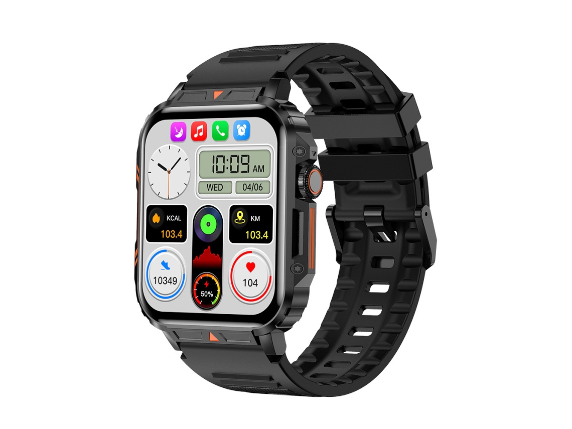 Smartwatch L81 com chamadas Bluetooth, frequência cardíaca, pressão arterial, monitoramento de som e monitoramento de saúde (preto, versão E)