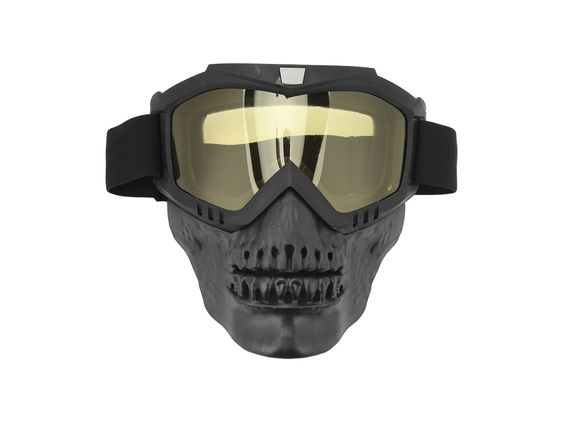 Capacete de Moto com Óculos Skull para motocross e ATV, proteção off road para homens e mulheres, amarelo | S/MARCA