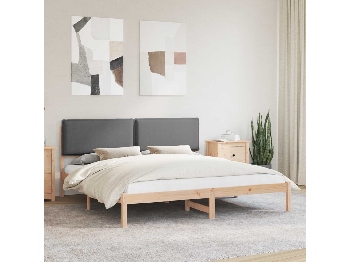 Vidaxl Estrutura De Cama Com Cabeceira Estofada Cinza Escuro