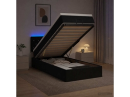 Vidaxl Cama Ottoman Com Colchão E Led Preto 80 X 200 Cm Veludo