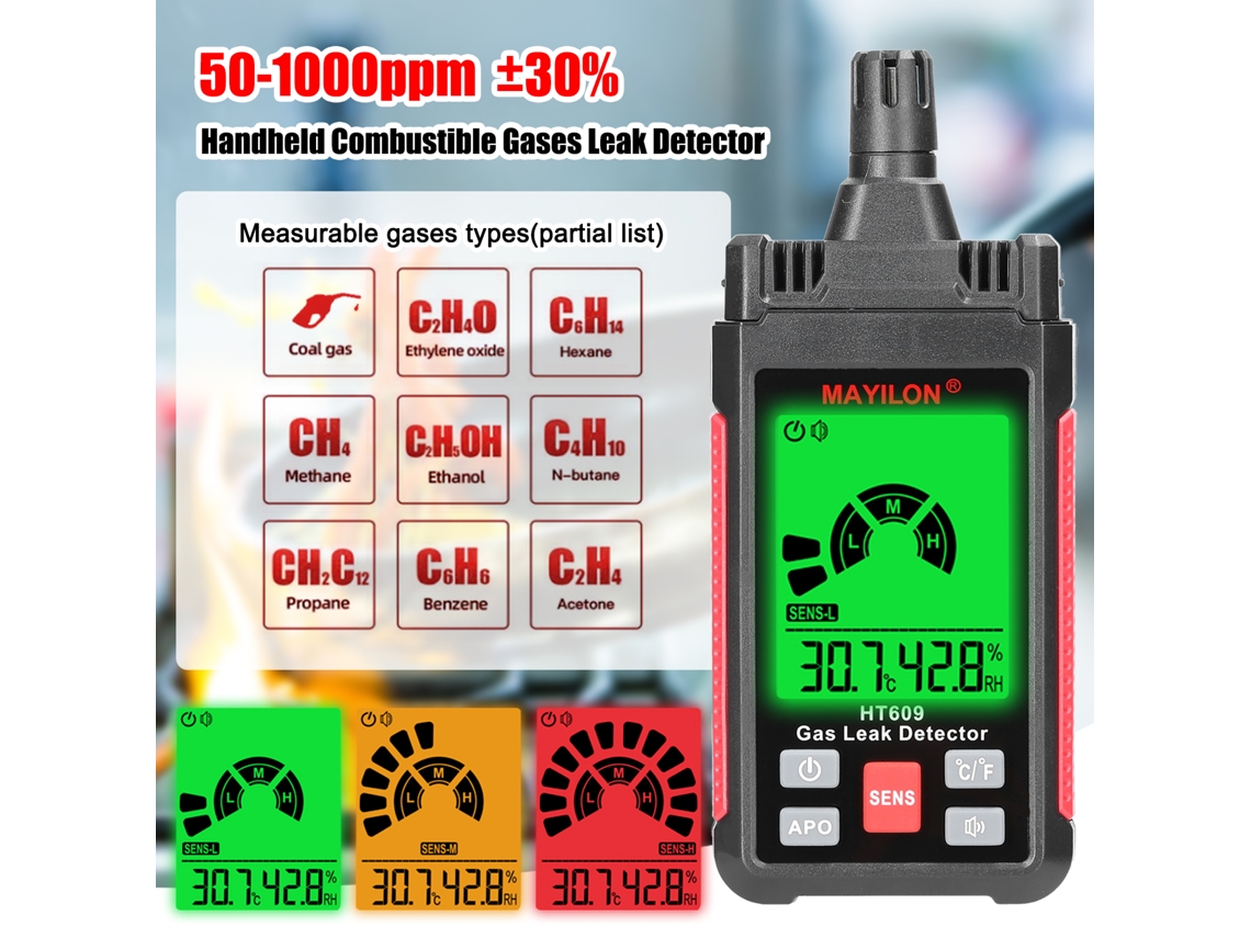 Detector De Vazamento De Gás Inflamável Portátil Analisador De Gás Natural Ppm