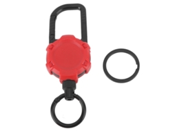 Chaveiro Magnético Retrátil Aço Inox com Gancho Vermelho