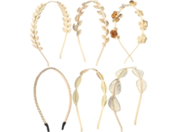 Conjunto De 6 Tiaras De Casamento Em Ferro Dourado Com Pérolas Artificiais.