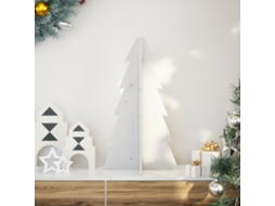 Vidaxl Árvore Natal Decorativa 69,5 Cm Madeira De Pinho Maciça Branco