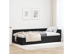 Vidaxl Estrutura De Cama De Canto Preto 90 Cm X 190 Cm Veludo