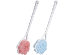 Escova De Banho Ergonômica De Silicone Com Cabo Longo Em 2 Peças Para Pele Macia