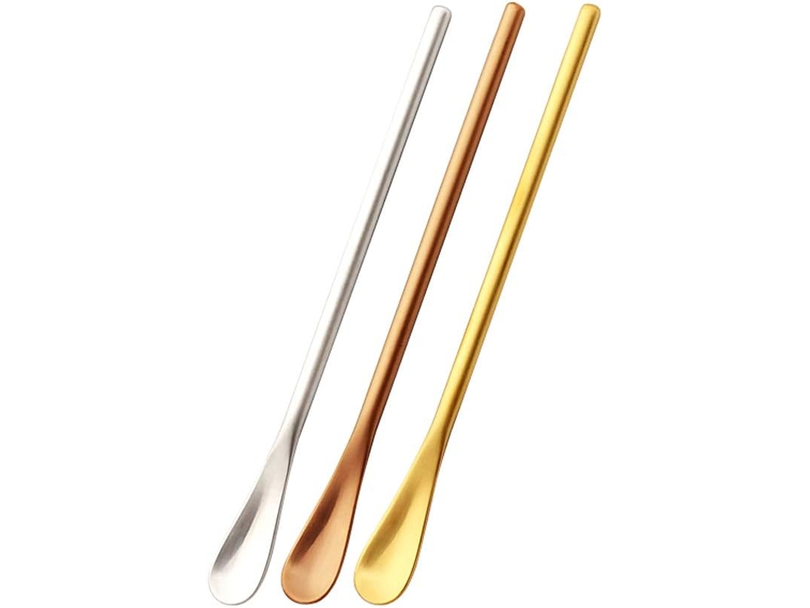 Ouro, Prata, Ouro Rosa Conjunto De 3 Colheres De Mistura De Aço Insuficiente Paquera, Café, Chá Gelado, Casa, Mesa, Bar, Festa Slowmoose