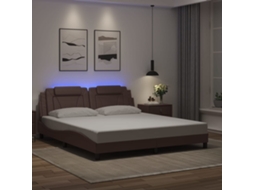 Vidaxl Estrutura De Cama Viana Com Led Sem Colchão 180x200cm Castanho