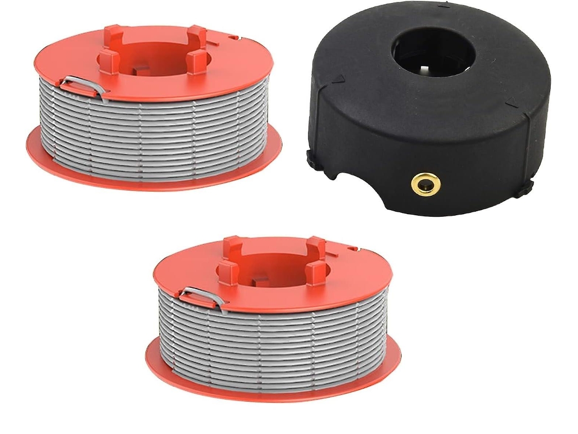 Kit com 6 Carretéis de Fio e Tampas para Aparador de Grama AQUAFORGE, compatível com Al ko Gte 350/gte 450/gte 550