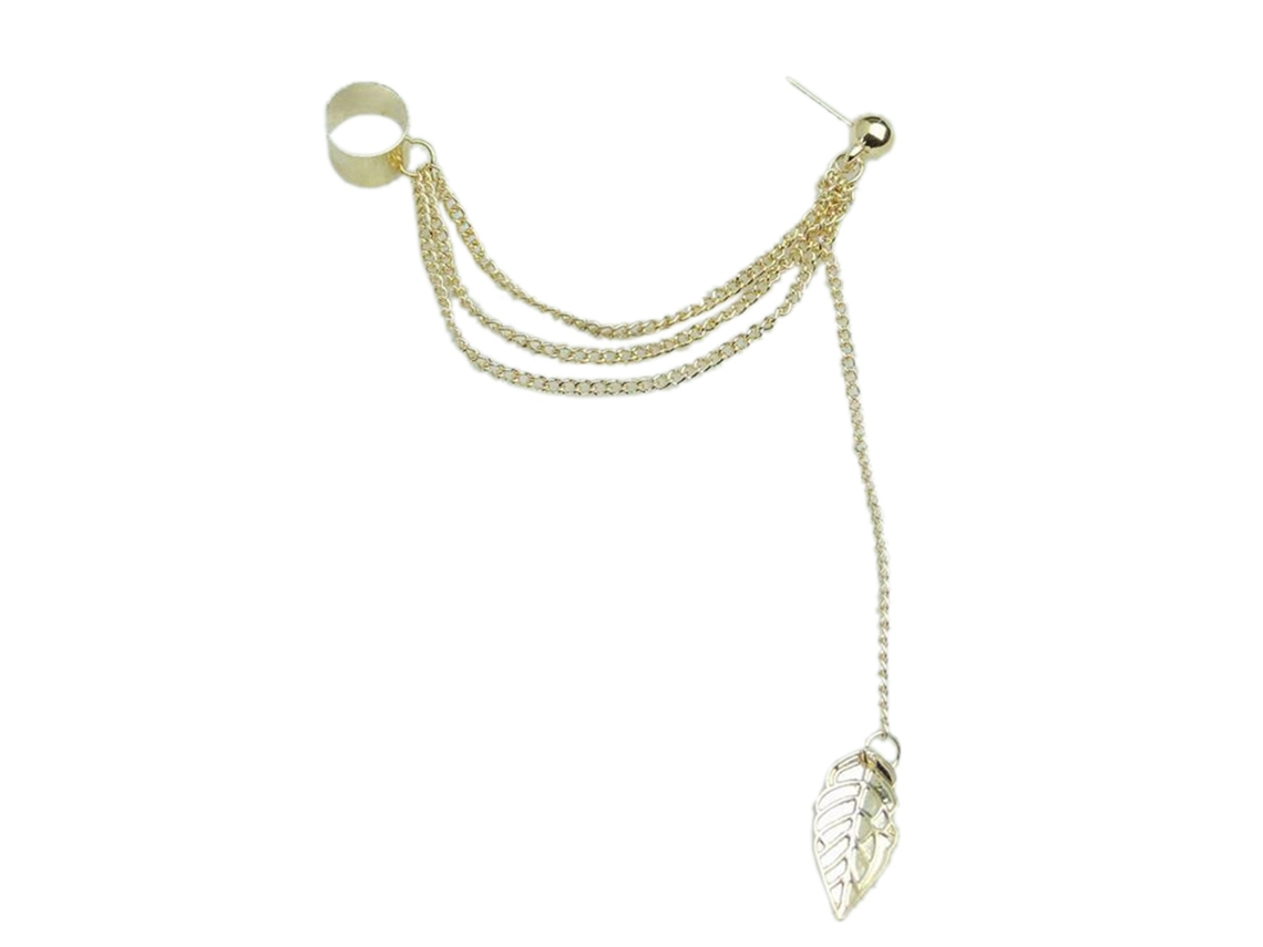 Brinco Clip Folha Liga Com Tassel Pendente Decoração