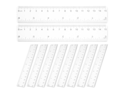 Régua de plástico transparente Mikinona, 15 cm, conjunto de 10 peças, unidade dupla, ferramenta multifuncional para