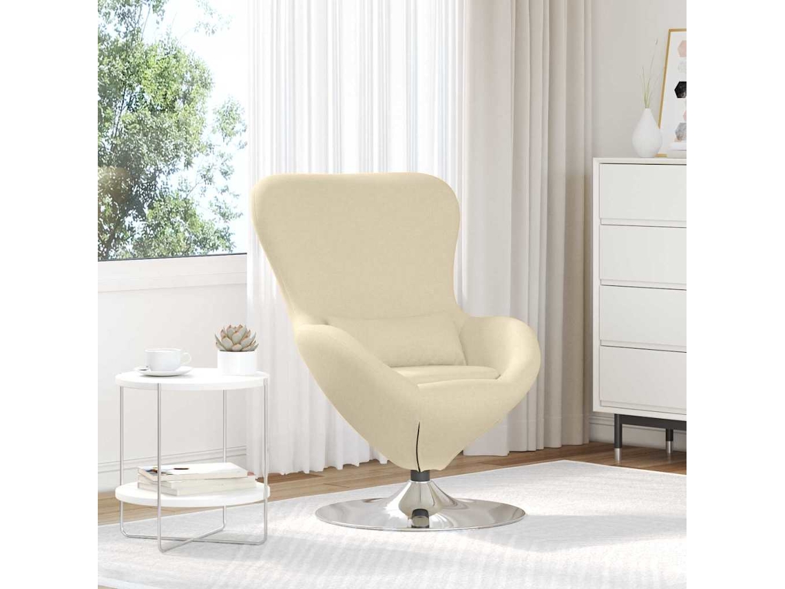 Vidaxl Cadeira Ovo Creme 63 X 73 X 90 Cm Tecido