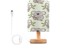 Abajur De Cabeceira Koala Para Quarto, Com Portas De Carregaje USB C, Luminária De Mesa Cabeceira, Luminária De