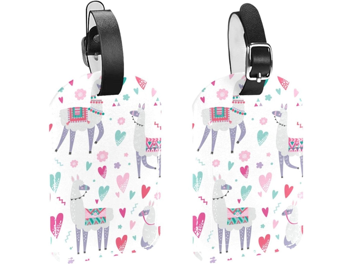 Conjunto De 2 Etiquetas Bagagem Em Imitação Couro Alpaca Branco