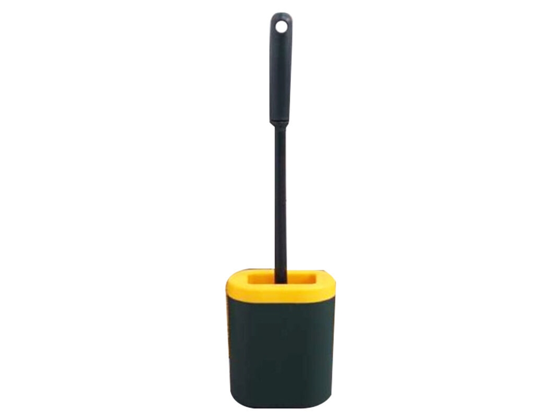 Escova Sanitária Flexível de Aço Inoxidável com Cabo Longo com Suporte para Fixação na Parede, Cor Verde AQUAFORGE