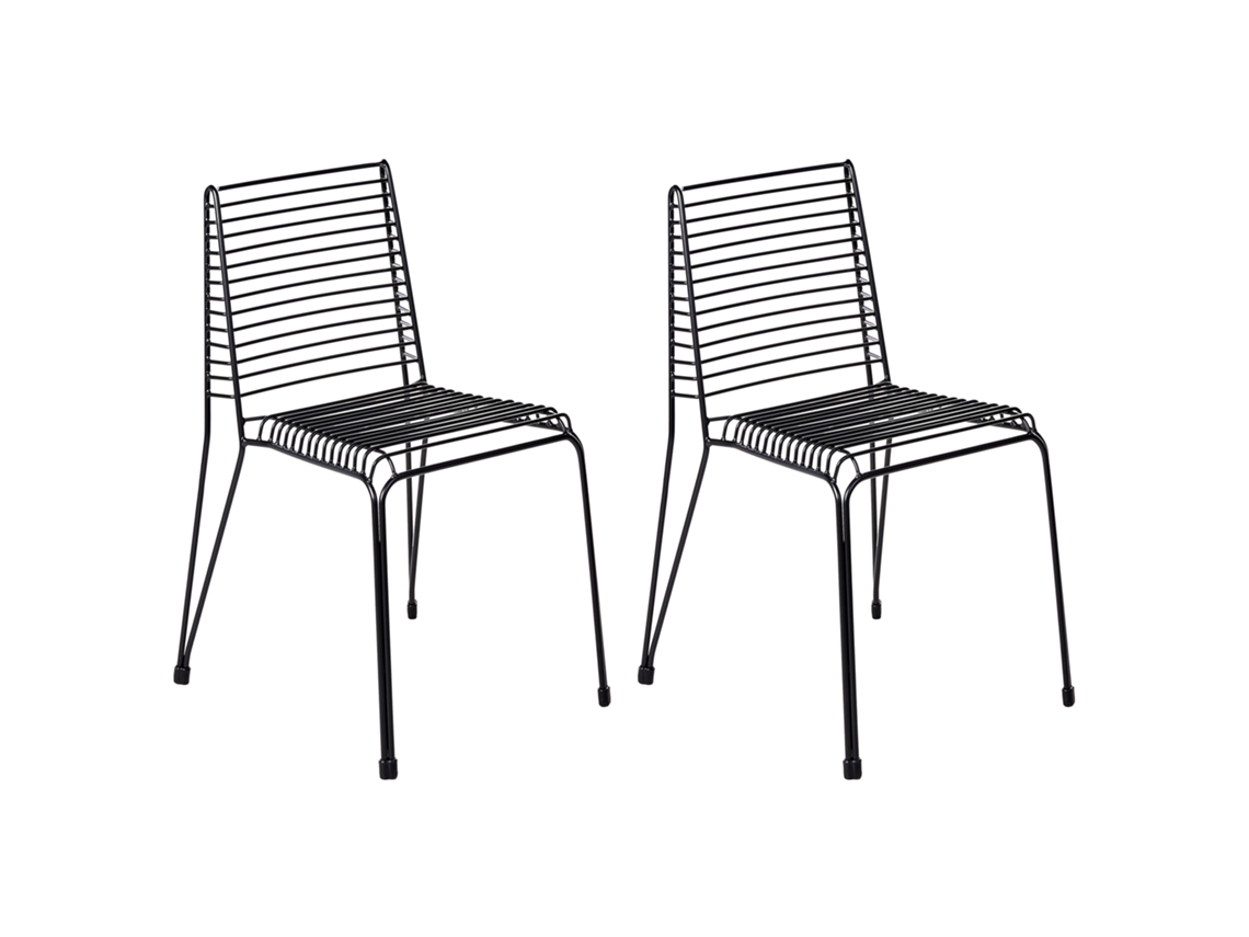 Conjunto De 2 Cadeiras De Jardim Beliani Chieve De Aço Preto 49x57x80