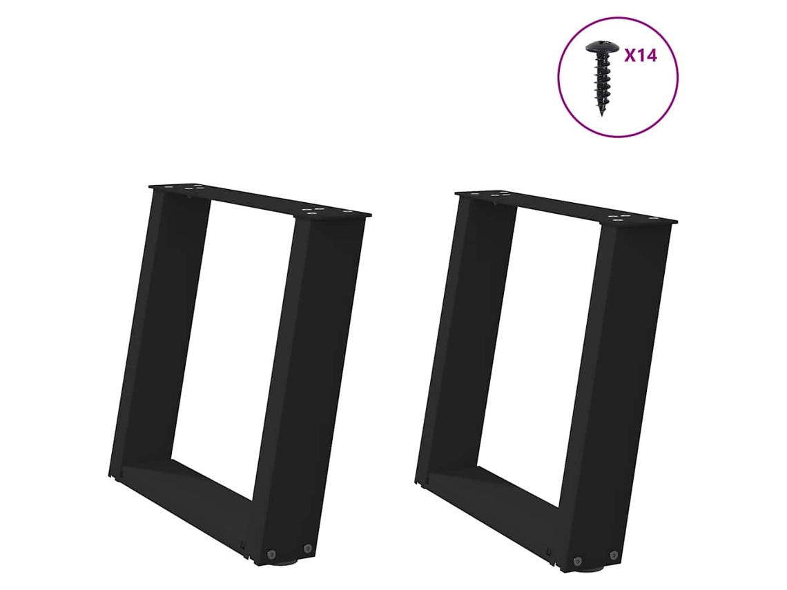 Vidaxl Pés Para Mesa De Centro Em Formato De U, 2 Peças, Preto, 50x(42-43) Cm, Aço