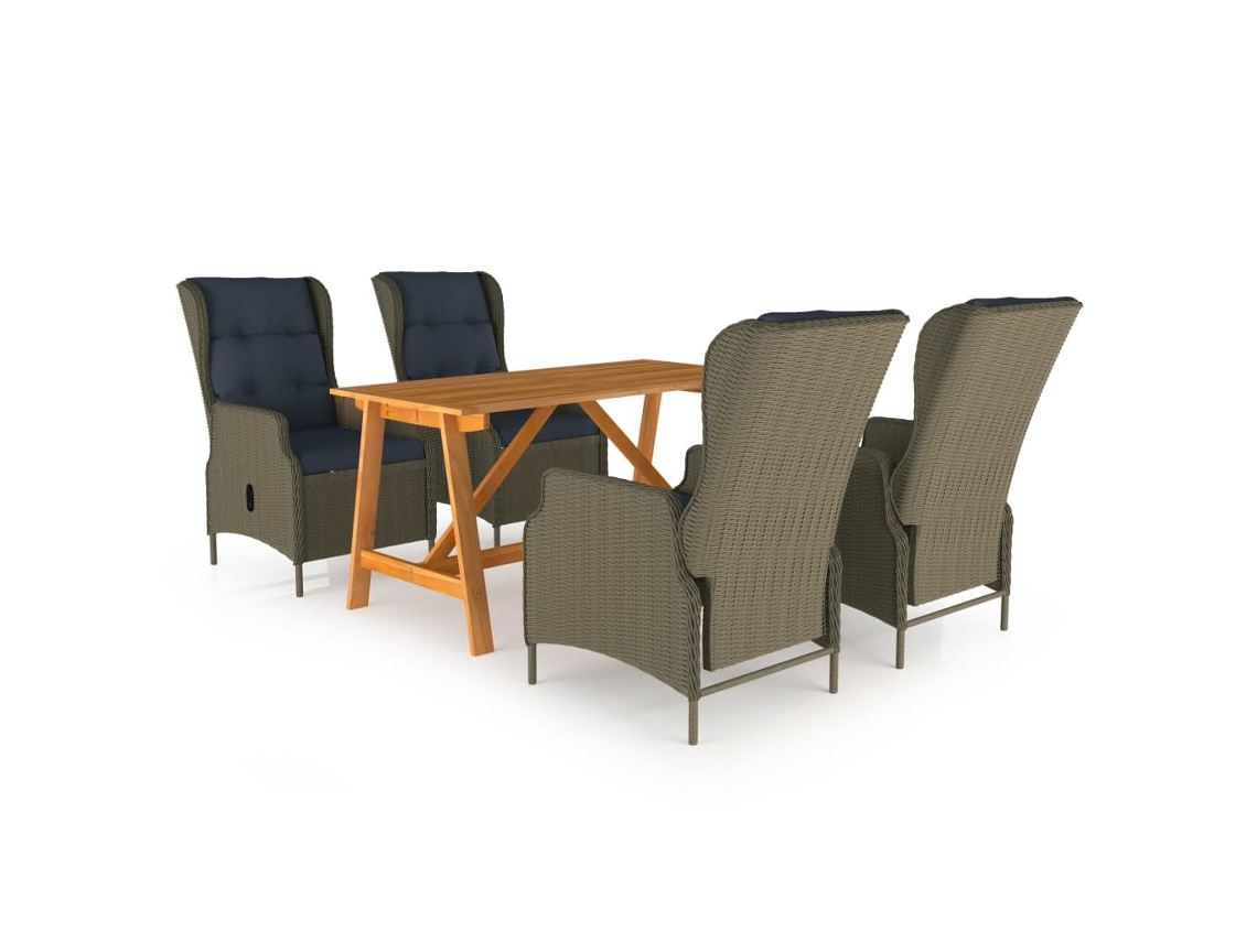 Vidaxl 5 Pcs Conjunto De Jantar Para Jardim Castanho