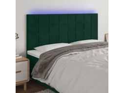 Cabeceira De Cama | Painel De Cama C/ Led Veludo 160x5x118/128 Cm Verde-escuro