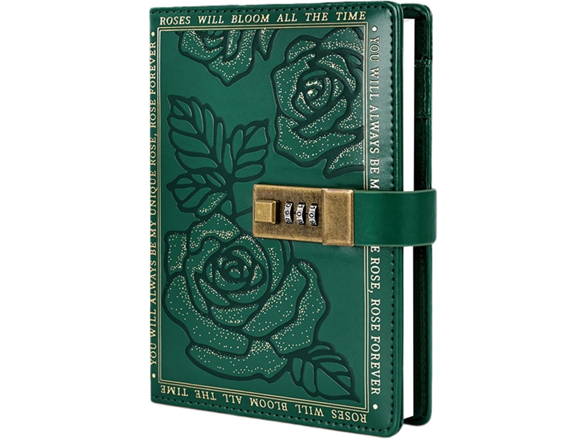 Capa Dura Em Couro Rosado Com 224 Páginas E Folhas Pautadas, Caderno Com Cadeado, Protegido Por Senha, Escola
