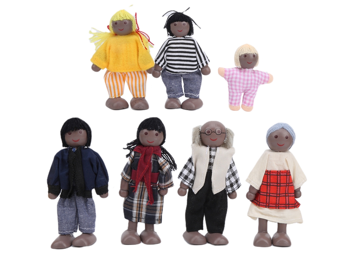 Primerox bonecos de Família de Pinho Miniatura Brinquedo Casa de Bonecas Acessório Educativo 4 Estilos