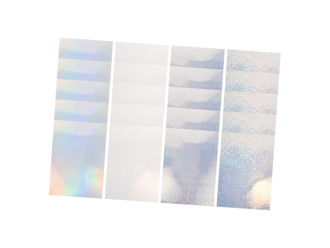 20 folhas de adesivos holográficos A4, papel PET autoadesivo, impressões vibrantes, compatíveis com impressoras comuns.