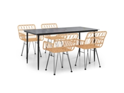 Garden Dining Set, Garden Dining Sets Vidaxl Marrom Rattan / Vime (160 X 80 X 74 Cm)
