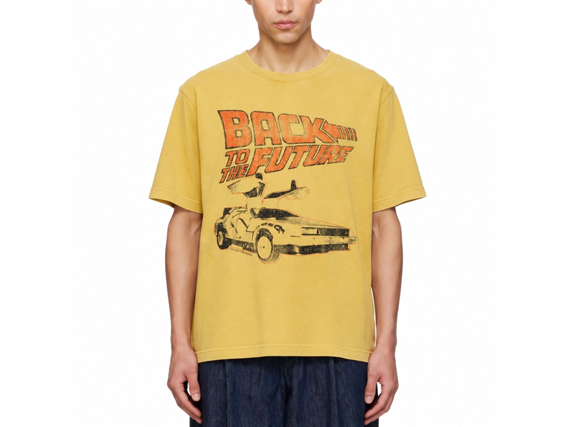 Rockinstone Back To The Future Delorian Yellow Premium Dye Wash Fashion Movie Tee Size:xxl