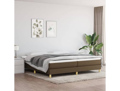 Estrutura de Cama com Molas 200X200 cm Tecido Castanho-Escuro
